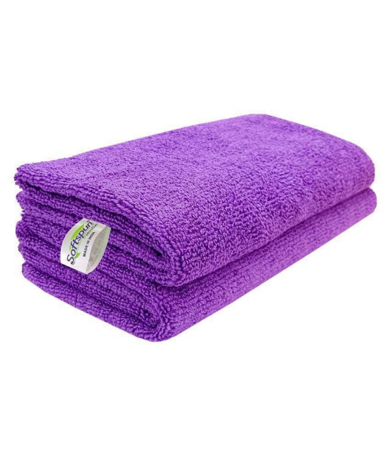 SOFTSPUN Microfiber Cloth - 2 pcs - 40x40 cms - 340 GSM Purple - Thick Lint & Streak-Free Multipurpose Cloths - Automotive Microfibre Towels for Car Bike Cleaning Polishing Washing & Detaili