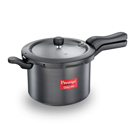 Prestige Svachh Hard Anodised Spillage Control Pressure Cooker, 5 L (Black)