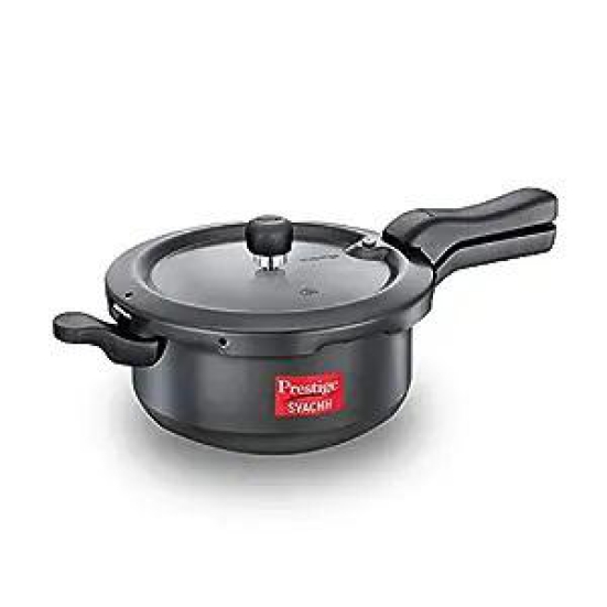 Prestige Svachh Hard Anodised Spillage Control Pressure Cooker, 3.5 L (Black)