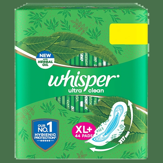 Whisper Ultra Clean XL+ Wings Pads, 44 Pcs