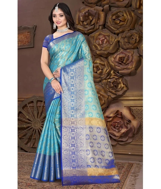 LEELAVATI - Blue Silk Saree With Blouse Piece ( Pack of 1 ) - Blue