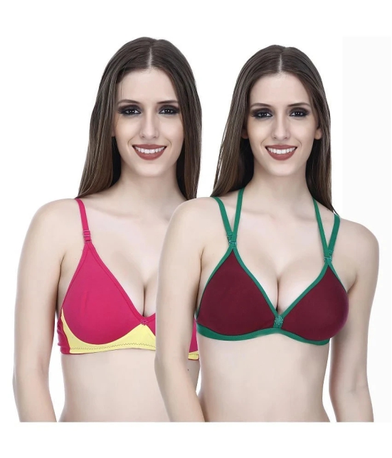 Elina Pack of 2 Cotton Non Padded Womens T-Shirt Bra ( Multi Color ) - 38B