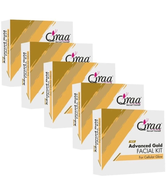 Qraa Gold Facial Kit 1 Time Use Facial Kit For All Skin Type Gold 5 ( Pack of 5 )