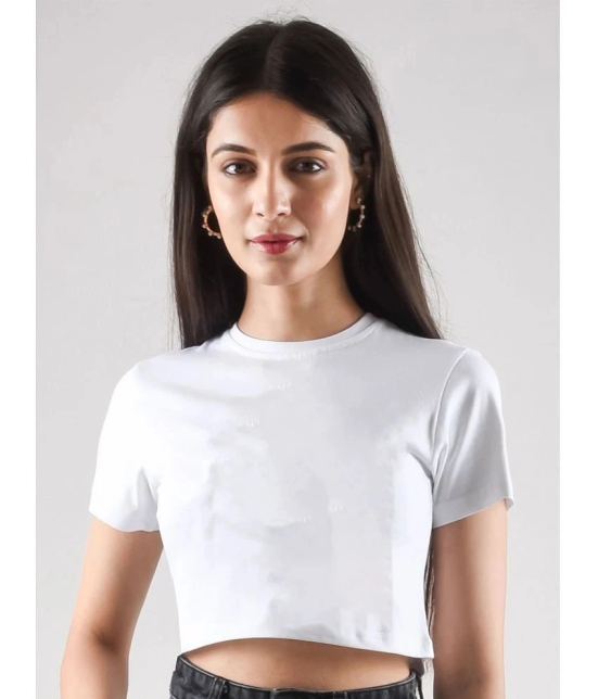 AKTIF White Cotton Regular Fit Womens T-Shirt ( Pack of 1 ) - None