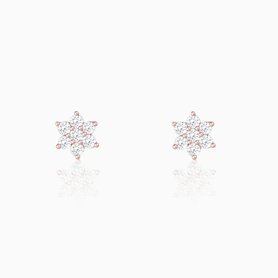 Rose Gold Shining Flower Studs