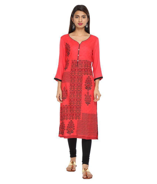 Alena Red Rayon Straight Kurti - M