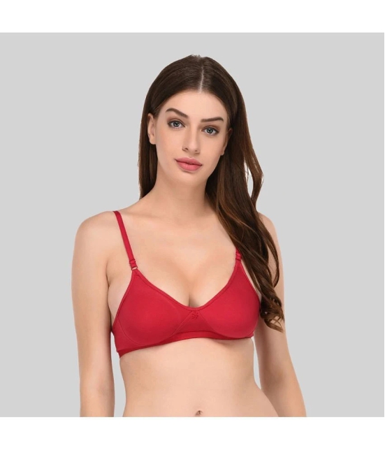 Elina Cotton Non Padded Womens Everyday Bra ( Red ) - 36B