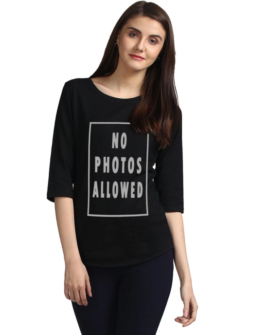 Womens 34U Nophoto  Printed Black Color Tshirts-Black / Small / 100% Bio Wash Cotton