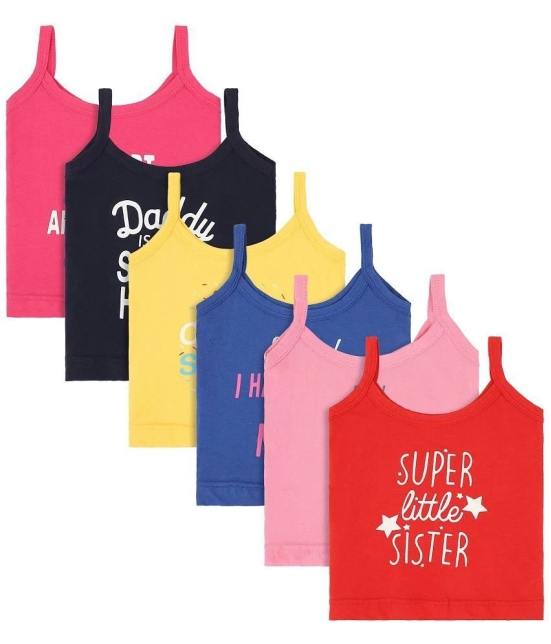 GIRLS VEST DORI NECK SLEEVELESS SOLID ASSORTED PACK OF 6 - None