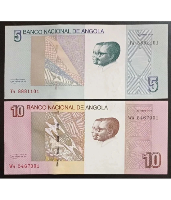 Hop n Shop - Angola 5 & 10 Kwanzas Set of 2 Gem UNC 2 Paper currency & Bank notes