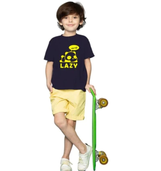 Boys Cotton Lazy Half Sleeve TShirt (Black) PID41495