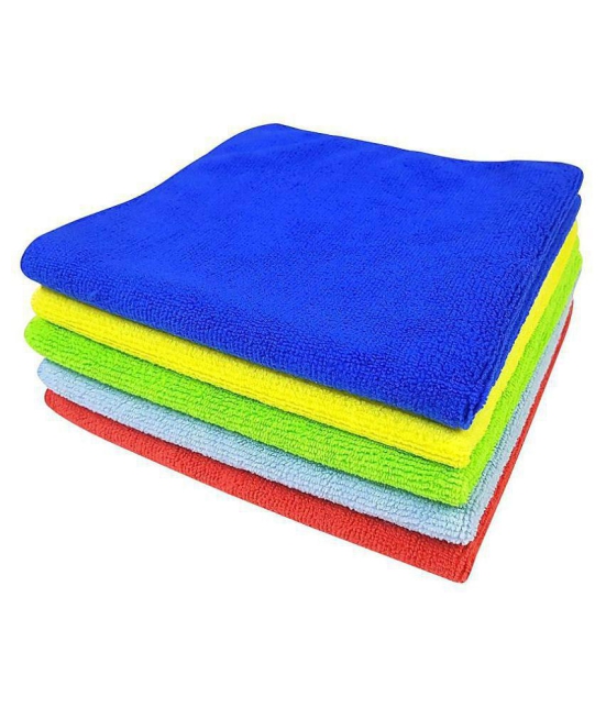 SOFTSPUN Microfiber Cloth - 5 pcs - 40x40 cms - 340 GSM Multicolor - Thick Lint & Streak-Free Multipurpose Cloths - Automotive Microfibre Towels for Car Bike Cleaning Polishing Washing & Det