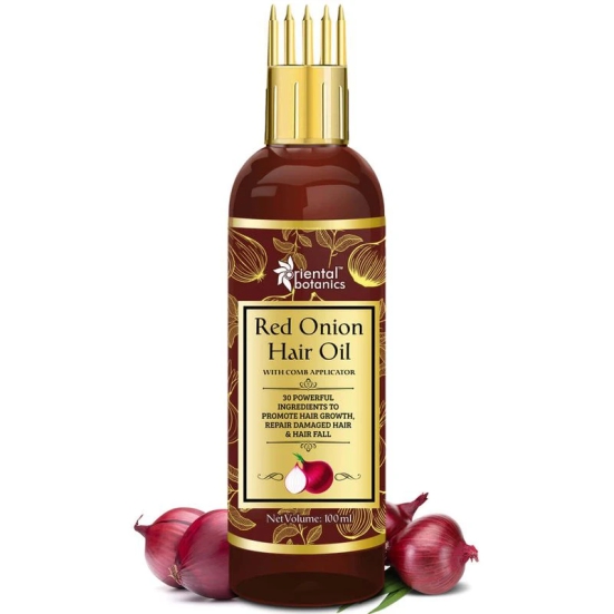 Oriental Botanics Red Onion Hair Oil with Comb Applicator, 100ml