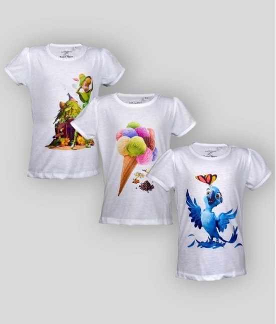 Sathiyas - Multicolor Cotton Blend Girls T-Shirt ( Pack of 3 ) - 4-5 Years