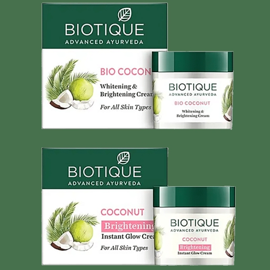 BIOTIQUE Brightening Instant Glow Cream - Coconut, For All Skin Type, 50 g Carton