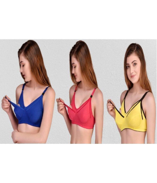 Zourt - Multicolor Cotton Solid Women's Maternity Bra ( Pack of 3 ) - 30B