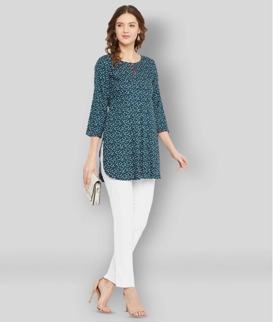 Tissu - Navy Rayon Womens Straight Kurti - S