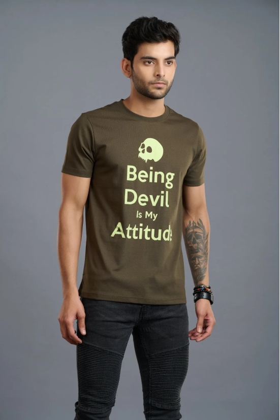 Being Devil Is My Attitude Printed T-Shirt for Men XL