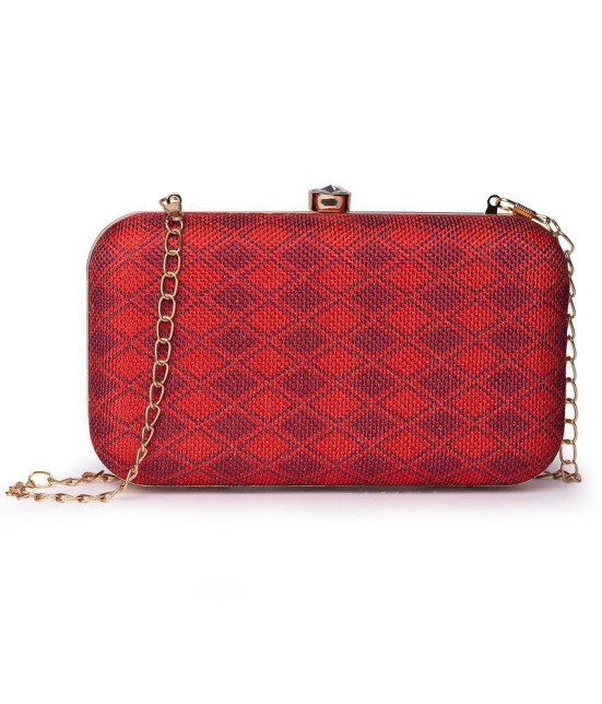 Zouk - Red Jute Box Clutch - Red