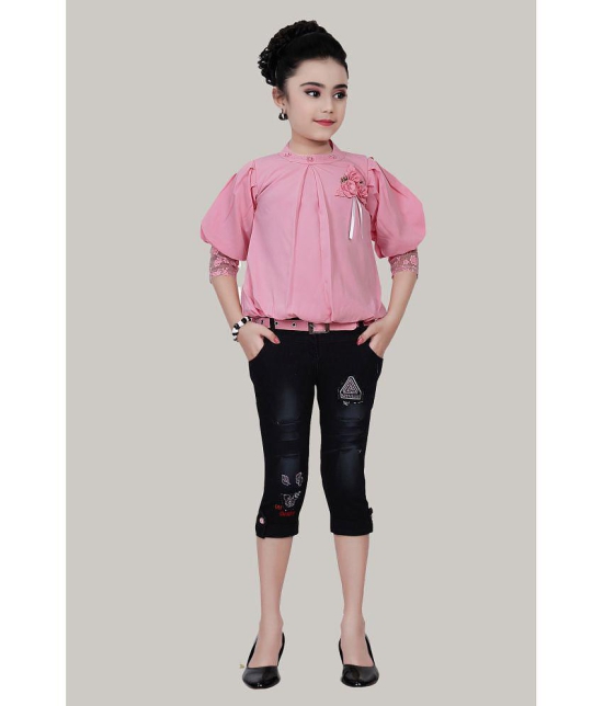 Arshia Fashions - Pink Cotton Blend Girls Top With Capris ( Pack of 1 ) - None