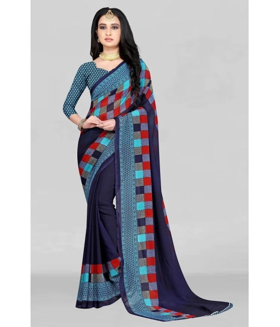 LEELAVATI - Blue Georgette Saree With Blouse Piece ( Pack of 1 ) - Blue