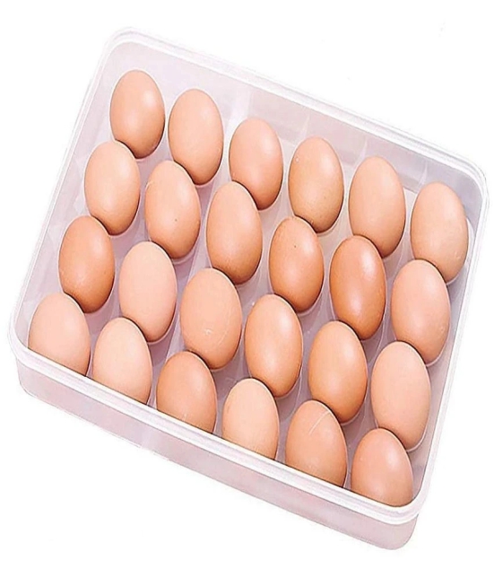 SHARUJA Multiprapose 24 Grid Egg Storage Refrigerator Container With Lid - Transparent Polyproplene Egg Container ( Pack of 1 ) - Transparent