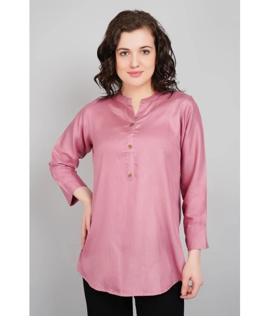 PPTHEFASHIONHUB Rayon Solid Straight Womens Kurti - Mauve ( Pack of 1 ) - None