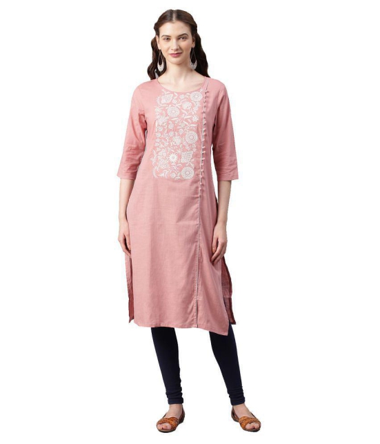 Alena - Peach Cotton Women's Straight Kurti - XL