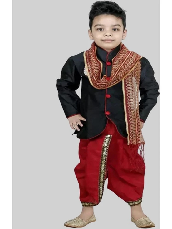 Coxxup Black Silk Boys Dhoti Kurta Set - Pack of 1 - None