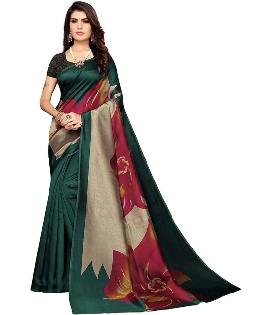 Saadhvi Art Silk Printed Saree With Blouse Piece - Green ( Pack of 1 ) - Green