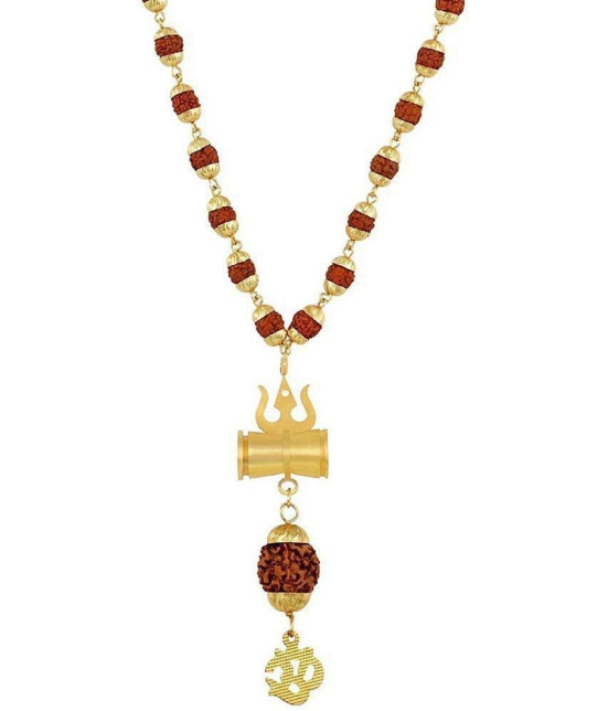 PAYSTORE Shiv Shakti Trishul Damru ,Om Locket Yantra Pendant Energized 5 Faced Mukhi Rudraksh Shiv Shakti Kavach With gold plated cap mala for Men - None