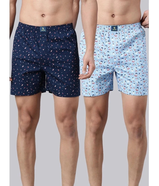 Joven Light Blue Cotton Mens Boxer- ( Pack of 2 ) - None