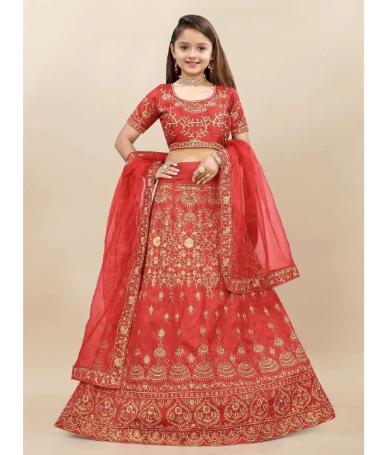 Apnisha Silk Lehenga Choli Set For Girls ( Pack of 1 , Red ) - None