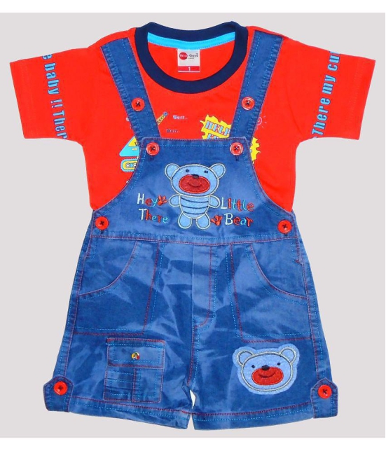 Wise Guys - Red Denim Baby Boy Dungaree Sets ( Pack of 1 ) - None