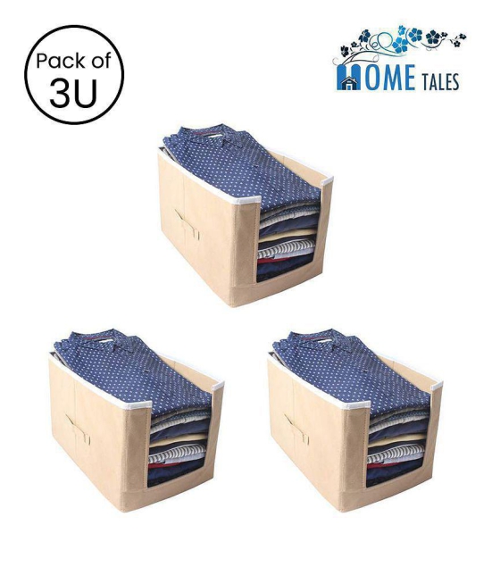 HOMETALES Non-Woven Shirt Stacker & Cloth Organizer,Beige (3U)