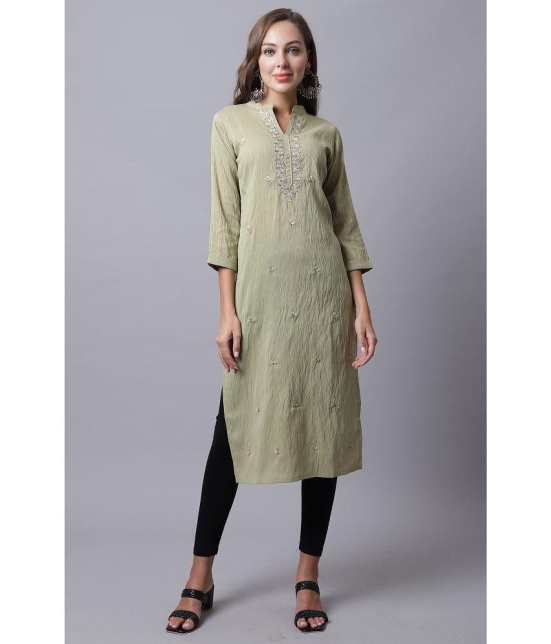 Rajnandini - Green Cotton Silk Women's Straight Kurti ( Pack of 1 ) - None