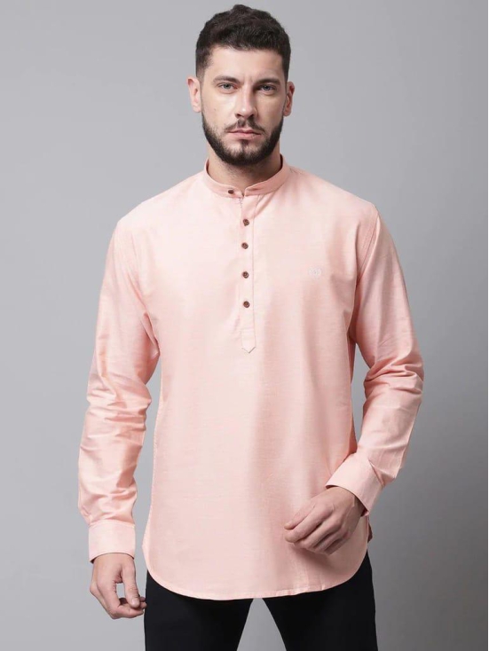 Rodamo  Men Orange Cotton Kurta