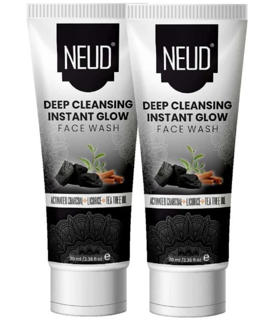 NEUD Deep Cleansing Instant Glow Face Wash for Men and Women, 70 ml Each (Pack of 2)