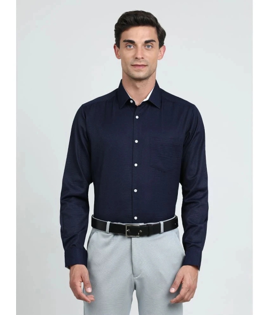 IVOC Cotton Blend Regular Fit Full Sleeves Mens Formal Shirt - Navy ( Pack of 1 ) - None