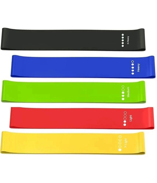 Resistance Bands Set for Men and Women, Pack of 5 Different Levels Elastic Band for Home Gym Long Exercise Workout – Great Fitness Equipment for Training, Pack of 1 - Multi Color