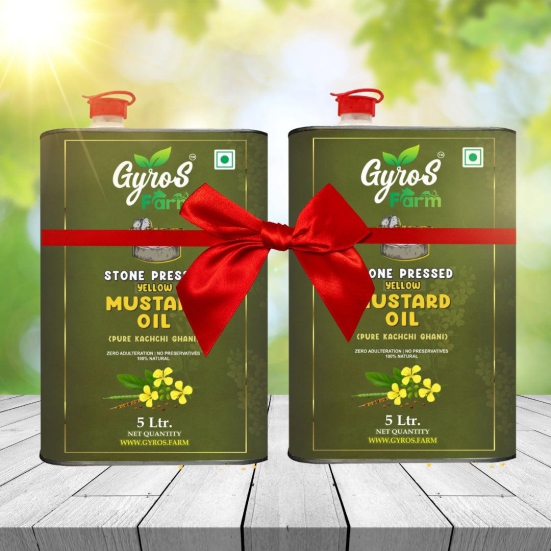 Stone Cold Pressed Yellow Mustard Oil Combo | 5L + 5L | zero Adulteration | Sieve Filtered-5 Liter + 5 Liter