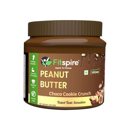 Fitspire Fit 100% Roasted Peanuts Butter Crunchy Delicious Chocolate Flavor for Kids & Adults - 340gm