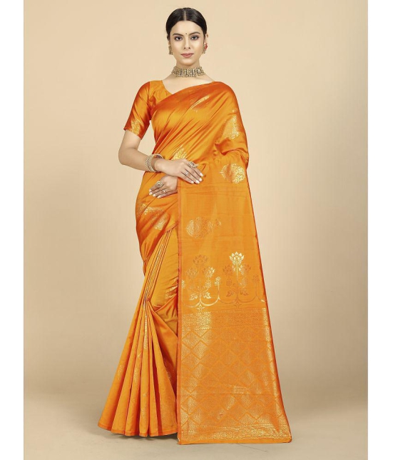 Rangita Women Ethnic Motifs Banarasi Silk Saree With Blouse Piece - Mustard - Mustard