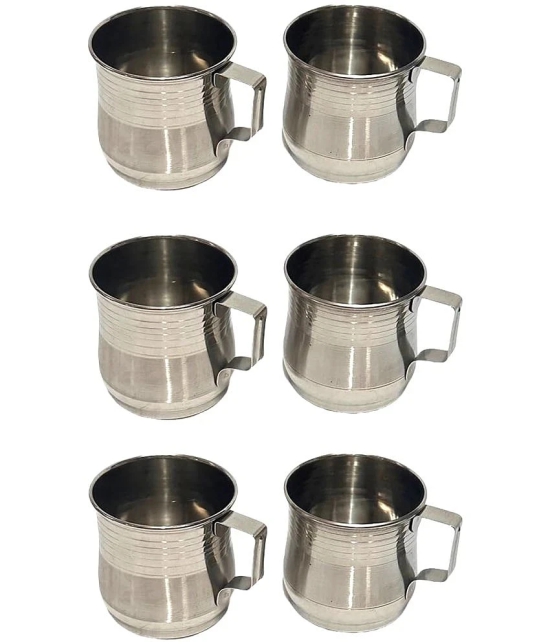 Dynore Tea/Coffee Mug Solid Stainless Steel Coffee Mug 180 mL ( Pack of 6 ) - Silver