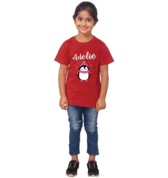 Girls Cotton Adelie Half Sleeve TShirt (Maroon) PID41474