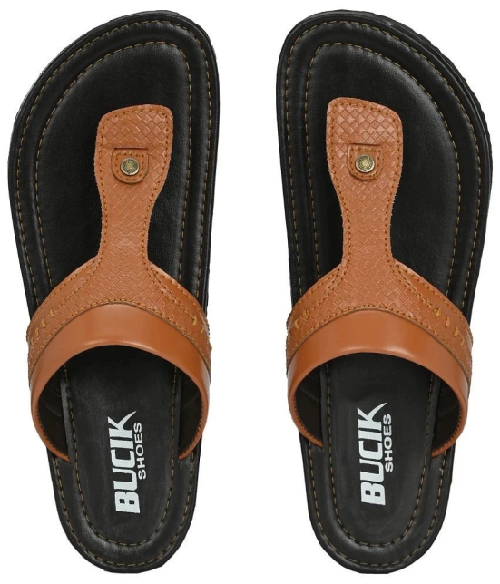 Bucik TAN Mens Leather Slipper - None