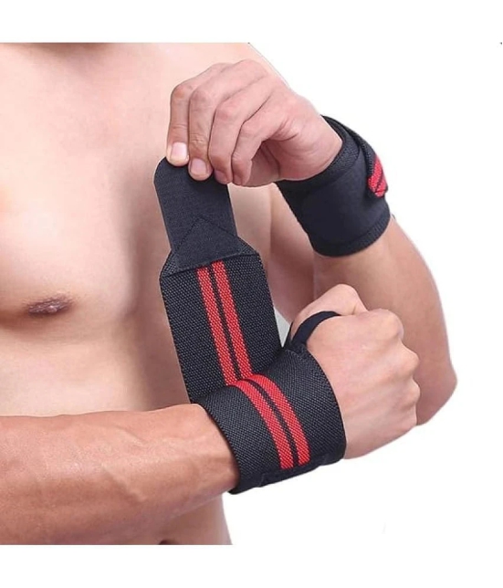 Wrist Supporter for Gym, Wrist Wrap, Hand Band With Adjustable Size Strap & Thumb Loop for Gym, Power Lifting Weight Lifting, Sports Training for Men & Women, Pack of 1 - Red