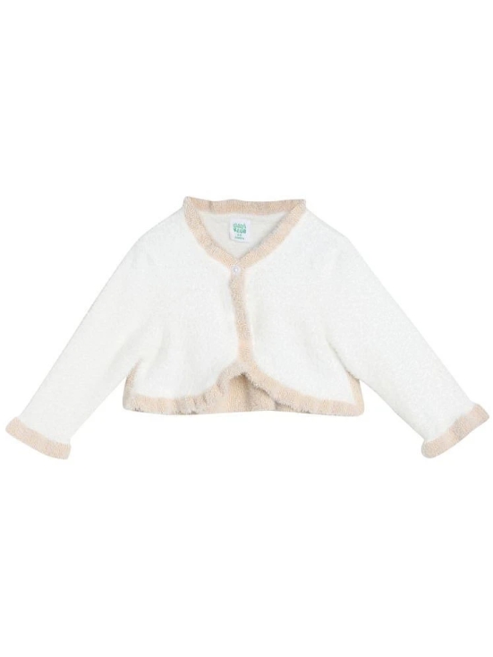 Miniklub Baby Girls V Neck Full Sleeve Knit Shrug (White Color) - None