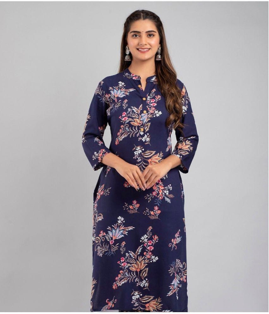 MAUKA - Blue Rayon Women's Straight Kurti ( Pack of 1 ) - None