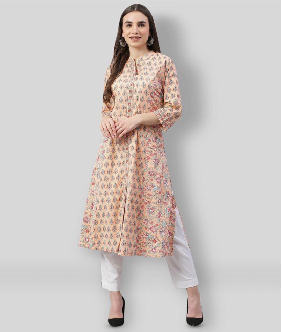 Divena - Multicolor Cotton Womens Front Slit Kurti - M